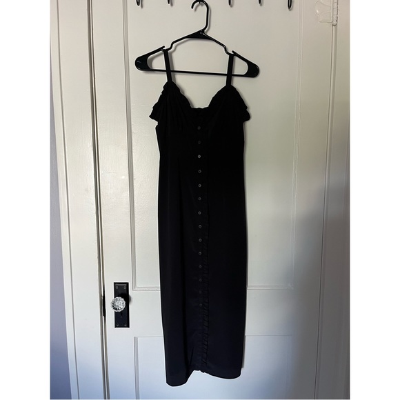 Top Shop black button front midi dress - Picture 2 of 4